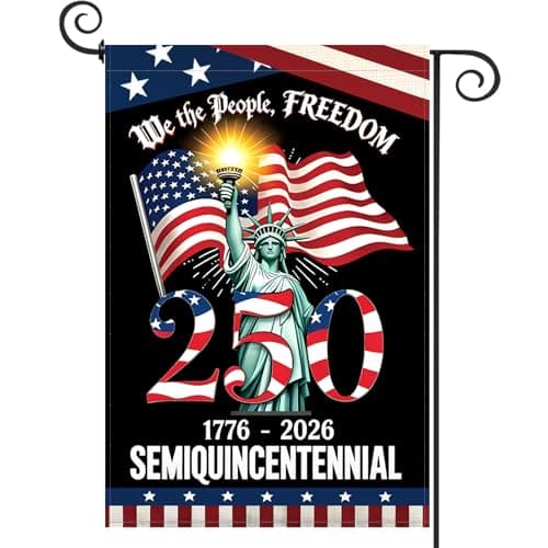 250 Years America Garden Flag, 250th Anniversary USA Patriotic 4th of July Double-Sided Waterproof Banner with Freedom Yard Sign, We The People, 1776-2026 Commemorative, 12 x 18 Inch - Image 1