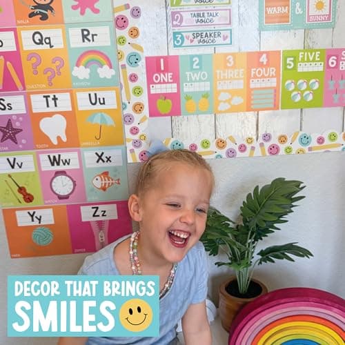 50ft Bulletin Board Borders Trim - Classroom Borders for Bulletin Board Decorations, Teacher Supplies for Classroom Decor Preschool, Kindergarten & Elementary, Smiley Scalloped Boarders - Thumbnail 3