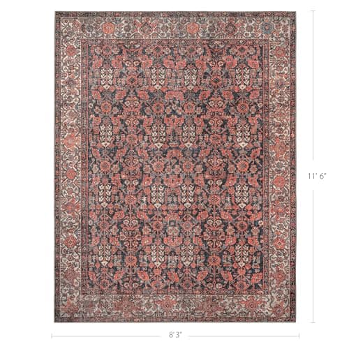 KNOTTING MATTERS Snapdragon 8’3” x 11’6” Area Rug – Terracotta & Warm Coral Heritage Flatweave, Low-Pile – Easy Clean Area Rug – Perfect for Living Room, Dining Room, Bedroom – Pet & Kid Friendly - Thumbnail 2
