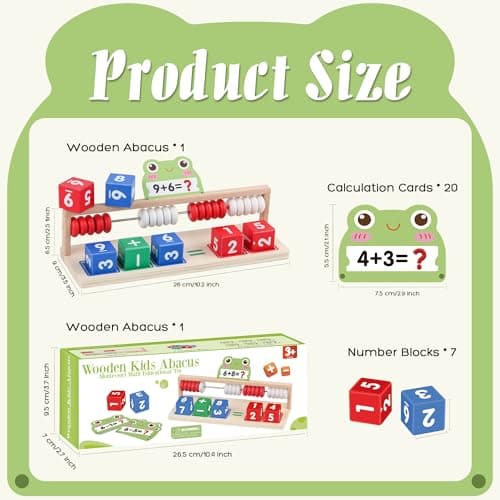 Ranqibo Wooden Math Learning Toys, Number Blocks Toys, Abacus for Kids Math,Montessori Toys for 3-5 Year Old Boys Girls Birthday Gifts - Thumbnail 2