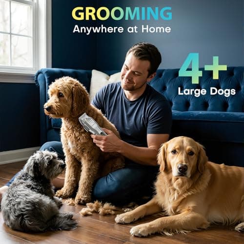VOXGET Dog Clippers for Grooming Thick Hair, Upgrade Low Noise Pet Shaver Kit with 8 Size Combs for Dogs Cats Pets, Rechargeable Cordless Quiet Dog Trimmer for Heavy Curly Hair Coats (Silvery) - Thumbnail 5