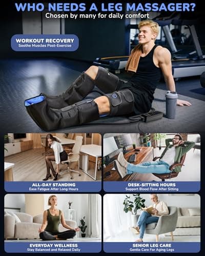 Musugy Leg Massager with Heat and Compression : Sequential Compression Boots with 6 Modes,9 Intensity and 3 Heat for Circulation and Pain Relief - Christmas Birthday for Mom, Dad, Athletes, Gym - Thumbnail 4