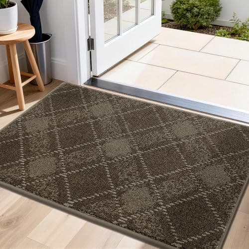 COSY HOMEER Door Mat Non-Slip, Soft Absorbent TPR Backing Doormat for Front Door Inside Entrance, Washable Low Profile Mats for Pets & Family, 20" x 32", Brown - Image 1