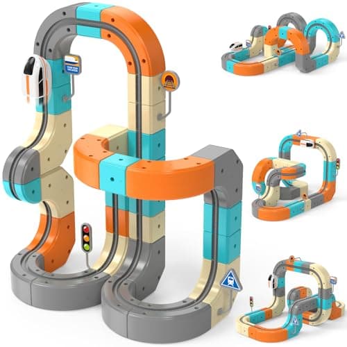 Electric Train Set, 3D Flexible Race Track for Kids 3–8 Years,82 Pcs Gravity-Defying Rail Building Toys with Motorized Car, STEM Learning Toy Gift for Toddlers Birthday - Image 1