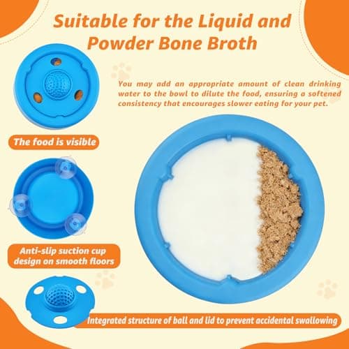 Dog Lick Bowl, Food‑Grade Licking Bowl for Bone Broth & Yogurt, Interactive Slow Eating Toy for Anxiety Relief Boredom, Anti Slip Base Slow Feeder Dog Lick Bowls Rolling Ball - Thumbnail 5