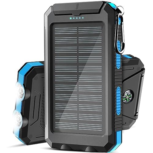 Solar Charger, 38800mAh Solar Power Bank, Waterproof External Backup Battery Power Pack with USB C Input/Output/LED Flashlights Compatible with iPhone, Samsung, iPad, Suitable for Outdoor, Camping