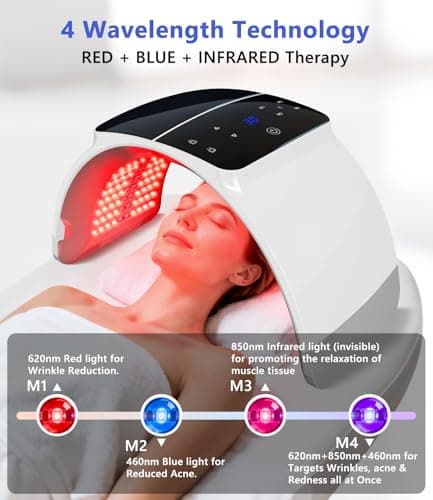 LED Light Therapy Machine FDA Cleared Red, Infrared and Blue Light Therapy, LED Face Mask Light Therapy Skin Care Photon Device for Wrinkle Reduction and Acne, G3 - Thumbnail 6