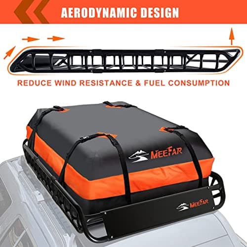 Roof Rack Carrier Carrier Basket 51"*36"*5"+Waterproof Bag 15 Cubic Feet(44"*34"*17"),and Cargo Net with Attachment Hooks,Ratchet Straps.200 Lbs Capacity,Universal Rooftop Large Size Roof Rack - Thumbnail 3