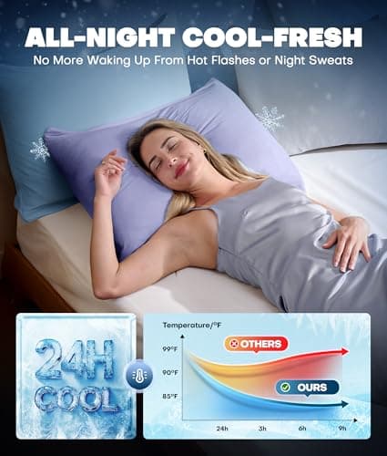 Ultra-Chill Cooling Pillowcase Set of 2 for Hot Sleepers, Softer Than Silk Pillow Cases for Protecting Hair & Skin, Breathable Bed Pillow Covers w/Zipper, Gifts for Women Men(Purple, Standard) - Thumbnail 3