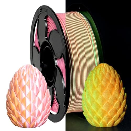 1.75mm PLA Filament Bi-Color Yellow Pink Glow in The Dark with Smooth Surface, Best with UV Lamps Luminous Dual Color 3D Printer Filament, 1kg (2.2lbs) Plastic Spool 3D Printing PLA Filament Rod - Image 1