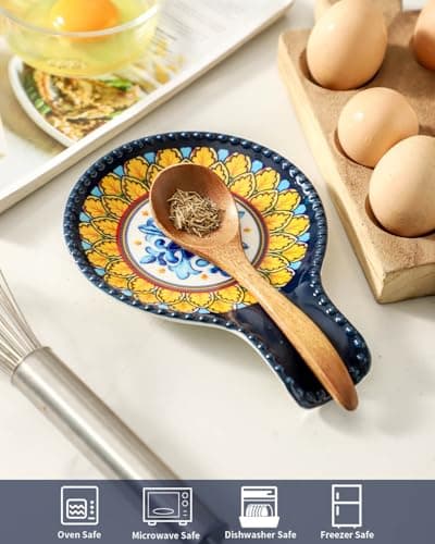 Glowworm Large Spoon Rest, Ceramic Spoon Rest for Stove Top, 7.7 Inch Coffee Spoon Holder for Kitchen Counter, Cooking Utensil Rest for Housewarming Gift, Dishwasher Safe, Yellow - Thumbnail 3