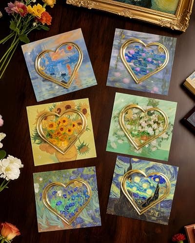 HOMTEK 6pcs Metal Clip Heart Bookmarks for Reading Women,Van Gogh Monet Oil Painting Theme Cute Butterfly Hollow Corner Page Book Marks for Women,Teachers,Students,Reading Accessories for Book Lovers - Thumbnail 2
