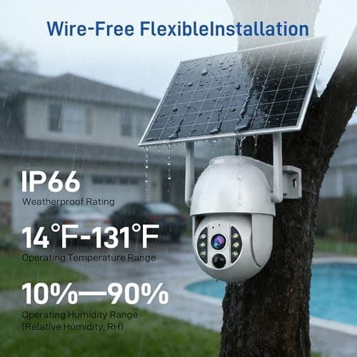 4G LTE 3K Security Cameras, Wireless Solar Powered Security Camera Outdoor, IP66, HD Color Night Vision, AI Triple Detection, 360° Auto Tracking, Smart Cameras for Home Securitym, No WiFi Required - Thumbnail 2