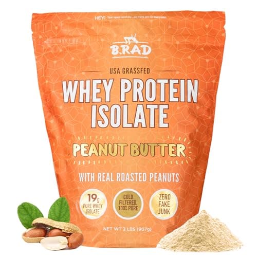 B.rad Grass Fed Whey Protein Isolate | Ultra-Pure, All-Natural, Clean Ingredients | 2 Pounds | 100% USA Sourced | Peanut Butter - Image 1