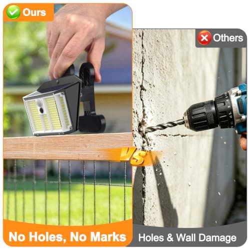 Fabrito 268LEDs Clip On Solar Lights Outdoor with Motion Sensor, 650LM Solar Fence Lights Outdoor Waterproof with 3 Lighting Modes, Bright Solar Deck Lights for Fence, Wall, Patio, Garden, 4Pack - Thumbnail 2
