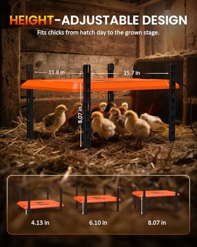 Smart Chick Brooder Heating Plate, 12"x16" Brooder Heat Plate for 20 Chicks, 7 Adjustable Timer & 5 Adjustable Temperature, Overheating Protection, UL-Certified (75 Watt) - Thumbnail 6
