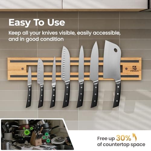 Magnetic Knife Holder for Wall, Magnet Knife Storage Strip Wooden 16.5 Inch, Use as Knife Bar, Knife Rack, Kitchen Utensil Organizers Tool, Wall Mount, Housewarming, Party, Gift - Thumbnail 3