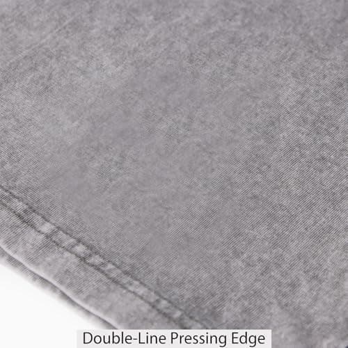 Zukela Grey Men's Oversized Vintage Acid Wash Cotton Shirts Unisex Loose Fit Short Sleeve Casual Drop Shoulder Tops Tees S - Thumbnail 5