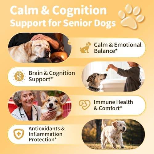 POPPAW Advanced Calming Chews for Dogs-Brain & Composure Support with 7 Mushrooms, Ashwagandha, Omega-3 DHA & EPA, Anxiety Relief Dog Calming Treat, All Breeds & Sizes, Salmon Flavor, 135Ct - Thumbnail 2