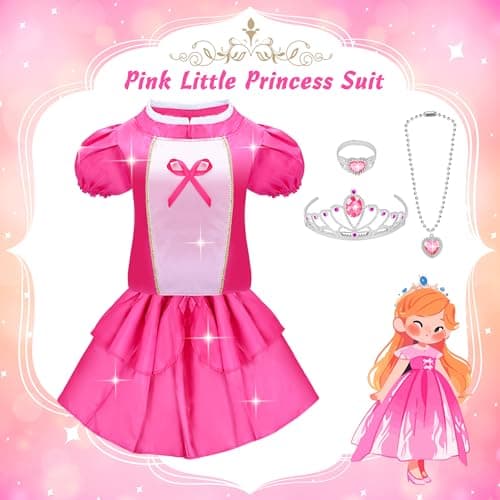 JEMSHE 16 Pcs Princess Dress Up Clothes for Little Girl Set, Princess Pretent Play Outfit Toys for Toddler Girls, Cosplay Birthday Party Gifts for Girls Age 3 4 5 6 7 8+ Year Old - Thumbnail 4