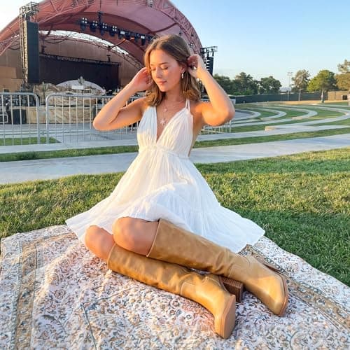 heelchic Banana Boots for Women Knee High Campus Boots Square Toe Chunky Heel Tall Boots Long Fall Boots,6.5 - Thumbnail 6