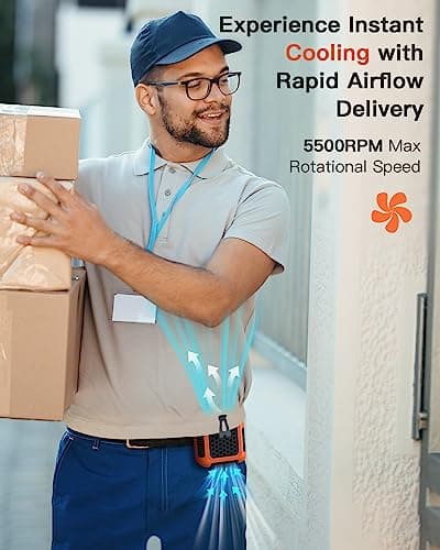 Chapjoy Cooling Waist Fan w/Steel Clip and Silicone Sleeve, Under Shirt Fan Clip On, 24H Personal Fan, 3 Speeds Cooling Belt Fan, Rechargeable Body Fan for Outdoor, Travel, Gift for Workers in Heat - Thumbnail 2