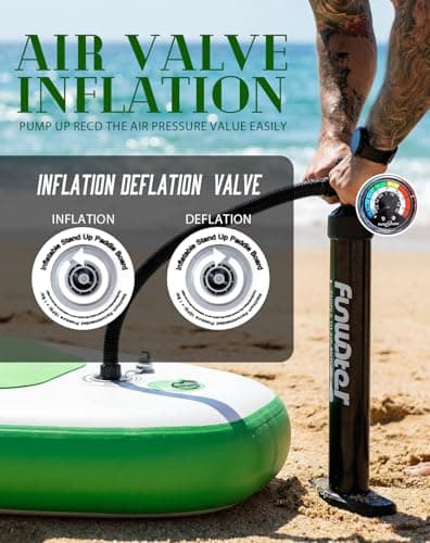 FunWater SUP Inflatable Stand Up Paddle Board 10'6×33"×6" Ultra-Light Inflatable Paddleboard with ISUP Accessories,Fins,Adjustable Paddle, Pump,Backpack - Thumbnail 6