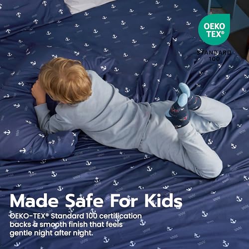 Joiedomi Kids Twin Sheet Set Anchor - 3 Piece Soft Microfiber Bed Sheets - Deep Pocket Wrinkle Free - Cozy Toddler Bedding Set - Fade Resistant Breathable for Boys Girls Teens - Thumbnail 5