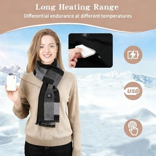 POKUSI Heated Scarf for Women Men, Eletric Heated Scarf with Rechargeable Battery 5000mAh, Ideal Gift for Christmas - Thumbnail 3