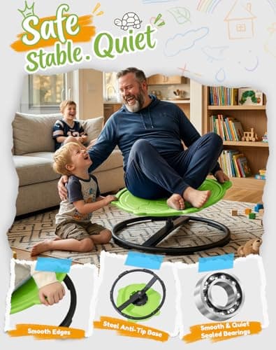 Turtle Spinning Chair for Autistic Kids – Sensory Spinning Toy, Spin Chair for Kids Autism, Sensory Swivel Seat for Balance, Coordination, Focus & ADHD Support, Autism Sensory Products (Green) - Thumbnail 5