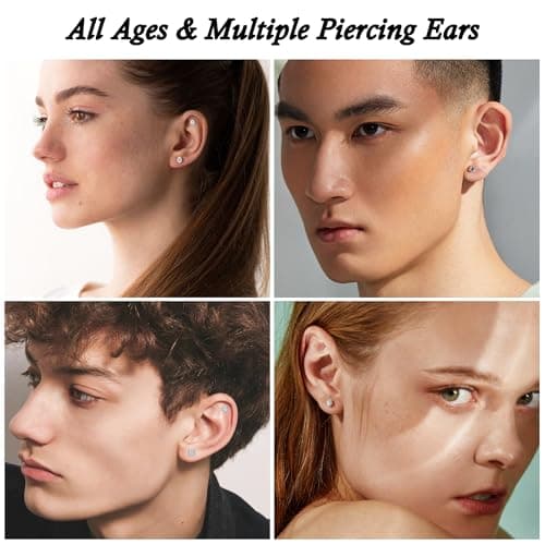 Trinckle Moissanite Earrings for Men, Hypoallergenic Sterling Silver Lab Created Diamond Earrings Women Moissanite Studs 0.3CT Moissanite Jewelry as Second Hole Earrings for Daughter Birthday Gifts - Thumbnail 5