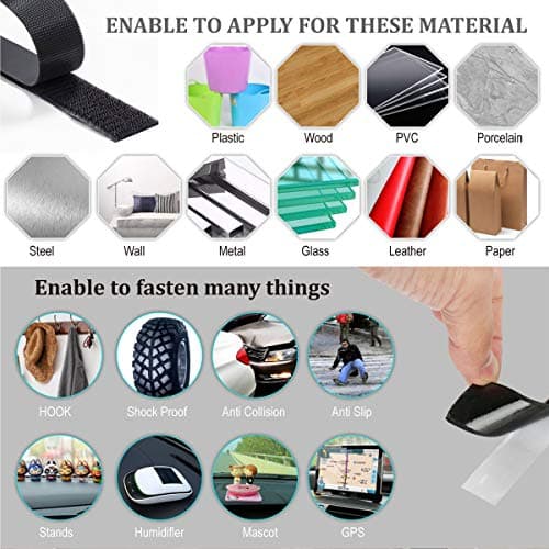 16.5Ft x 1 Inch Self Adhesive Strips, Heavy Duty Strong Back Sticky Fastening Tape,Nylon Fabric Fastener Mounting Tapes for Sewing, Crafting,DIY- Indoor or Outdoor Use (Black) - Thumbnail 6