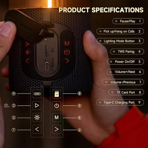 AUGE LIGHT Bluetooth Speaker Lamp, Wireless Bluetooth Speaker with Minimalist Table Lamp, TF-Card Input, Bluetooth 5.3, TWS Paring, for Home Party - Thumbnail 6