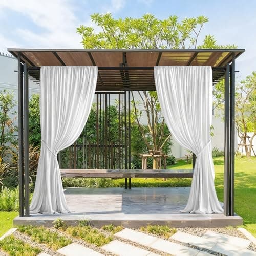 ZOCONE Tension Curtain Rod 51-128 In (4.25-10.5Ft), Shower Curtain Rod No Drilling for Bathroom, Outdoor Curtain Rods for Patio, Adjustable Spring Shower Rod Room Divider Closet Rod, Never Rust, Black - Thumbnail 2
