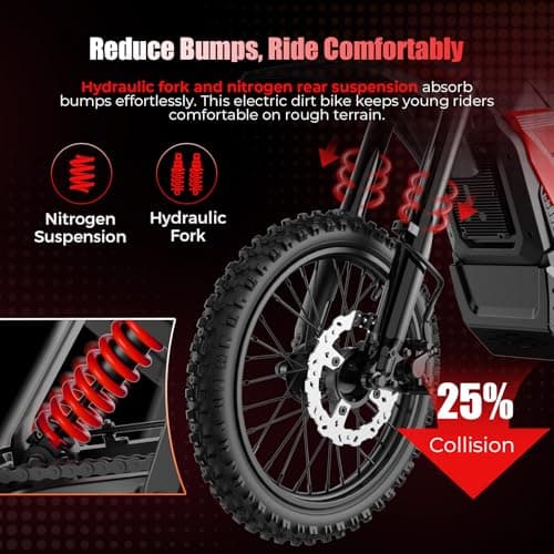 MEGAWHEELS Electric Dirt Bike Electric Motorcycle for Adults Teens, 48V 26Ah Removable Battery 3550W Peak Motor 40MPH 53 Mile Range, Full Suspension Dual Hydraulic Brakes Off-Road E Dirtbike Age 13+ - Thumbnail 4