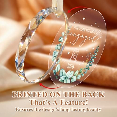 Engagement Gifts for Couples - Crystal Glass 2026 Engagement Ornament, Newly Engaged Gifts for Women, Her - Bride to Be Gift, Fiance Gifts - Engaged Christmas Party Decorations - Thumbnail 5