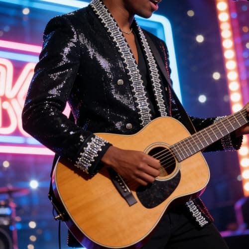 Men's Sequined Blazer, Black with Silver Trim, Performance Stage Jacket for Wedding Banquet (US, Alpha, X-Large, Regular, Regular, Black) - Thumbnail 3