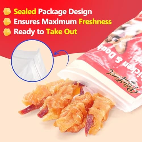 Dog Treats Chicken Wrapped Double Sweet Potato Containing 1% Taurine High-protein Dog jerky Meat Dry Dental Care Snack Suitable For Small, Medium Large Dogs For Eating Training Rewards. 14.11 Oz - Thumbnail 4