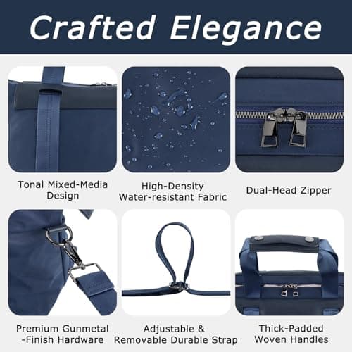 U+U Duffle Bag for Gym and Travel, Carry On Personal Item with Padded Laptop Sleeve, Water Resistant Weekender Overnight Bag (Dark Blue) - Thumbnail 5