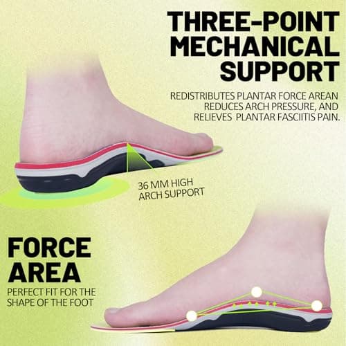 ARCHEPAID Heavy Duty Plantar Fasciitis Insoles 240+ LBS Arch Support Inserts for Women & Men Foot Pain Relief Shoe Insert Orthotic Comfort Insole, Sports Soft Work Boot Standing All Day Size 9 - Thumbnail 3