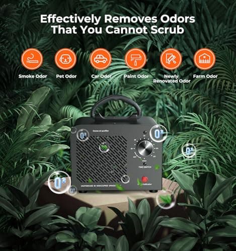 Ozone Generator 48,000mg, Commercial Ozone Machine Odor Removal, High Capacity O3 Ionizer Air Purifier Deodorizer, Portable Mini for Car, Home, Smoke, Pets, Industrial, for 4000 Square Feet -Black - Thumbnail 2