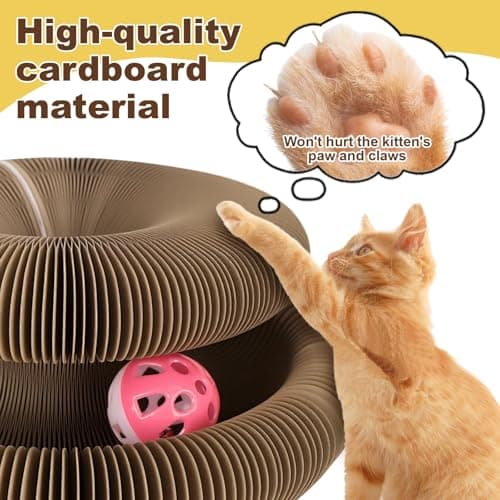 Cardboard Cat Toy, Flexible Magic Organ Cat Scratcher, Foldable & Reversible Cat Scratching Board Scratcher Pad, Interactive Cardboard Accordion Kitty Toy for Indoor Cats 2-Pack - Thumbnail 6