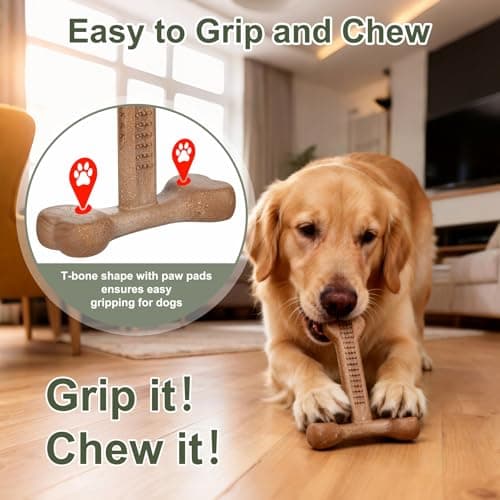 JoviQ Dog Chew Toy for Aggressive Chewers T-Shaped Tough Dog Bone Toys for Small Medium Large Breed to Keep Them Busy (Medium/Large-Under 60LBS, Bacon Flavored) - Thumbnail 4