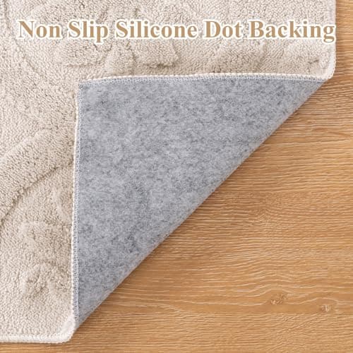 U'Artlines 8x10ft Washable Area Rug for Living Room, Neutral Beige Modern High-Low Pile Rug for Bedroom, Non Slip Soft Cozy Fluffy Large Floor Carpet for Dining Area, Kids Nursery Room - Thumbnail 4