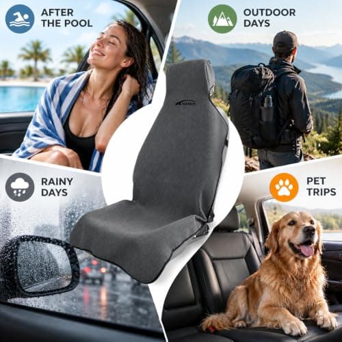 KIGEMOS Car Seat Cover Towel for Cars, SUVs, Vans and Trucks, 2 Pack, Gray - Thumbnail 2
