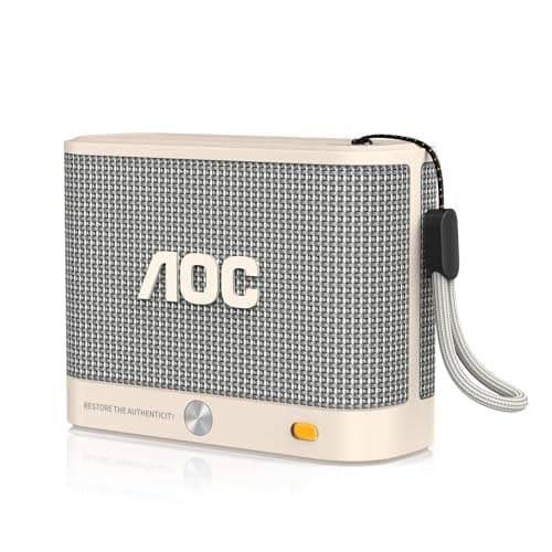 AOC Portable Bluetooth Speaker, Shower Speaker, BT 5.4 with Wireless Stereo Pairing, BassUp, IP65 Waterproof, Dustproof, 30-Hour Playtime, Compact Small for Home, Outdoors, Travel, White
