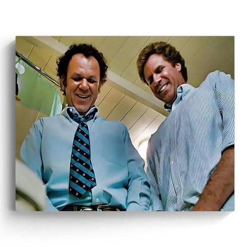 VYPEROCK Hysterical Framed Canvas Wall Art Bathroom Decor Step Brothers Movie Poster Funny Moment Print Legendary Comedy Duo Oil Painting Artwork for Bathroom Toilet Wall Home Decoration, 24x30inch - Image 1