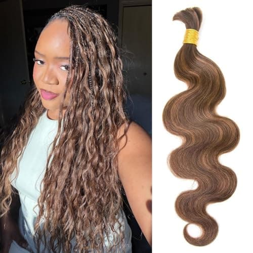 MsFan Boho Human Hair 100G 100% Brazilian Human Braiding Hair Body Wave #4/30 Human Hair for Boho Braids 20 Inch - Image 1