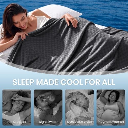 Topcee Cooling Blanket Full Size- 60"x90" Summer Cooling Blanket for Hot Sleepers Arc-Chill Q-Max >0.45 Cool Fiber for Night Sweats, Soft Lightweight Sofa Blankets for Kid Adults - Thumbnail 4