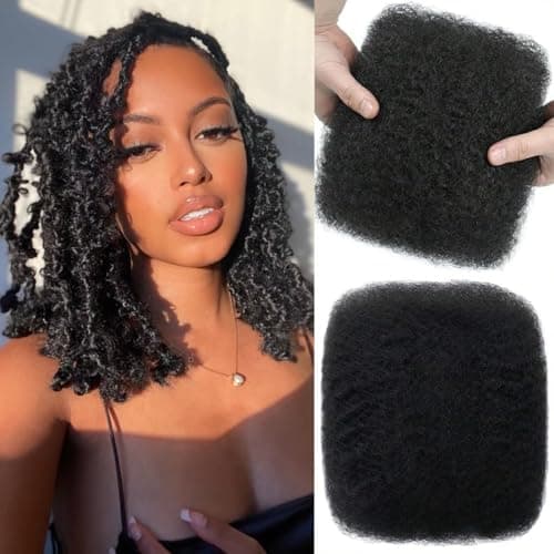 Ilyrion Afro Kinkys Bulk Human Braiding Hair Kinkycurly Bundles Human Hair Bulk for Twist 1 Pack 50 Gram Bundles Human Crochet Hair for Dreadlocks Extensions14Inch - Image 1